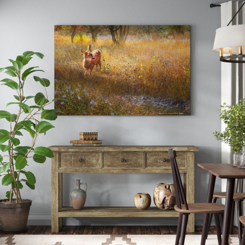 Flowered Meadow Fawn by Chris Vest - Wrapped Canvas Print, 101cm H x 152cm W x 3.81cm D