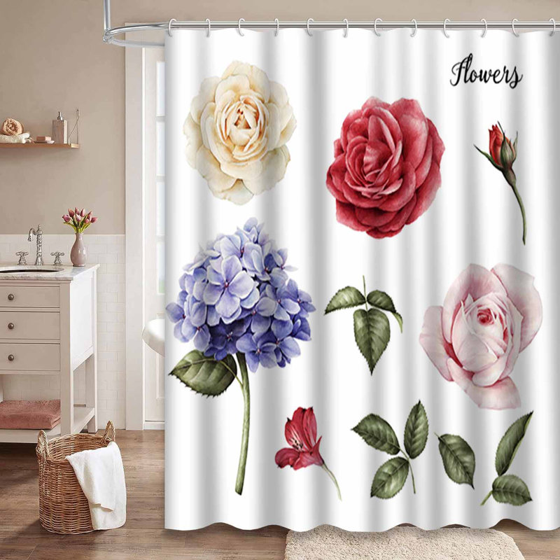 Rideau de douche imperméable avec 12 crochets Watercolor, 72" L x 84" W