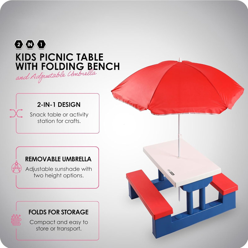 Table de pique-nique pour enfants, Blanc / Bleu marine