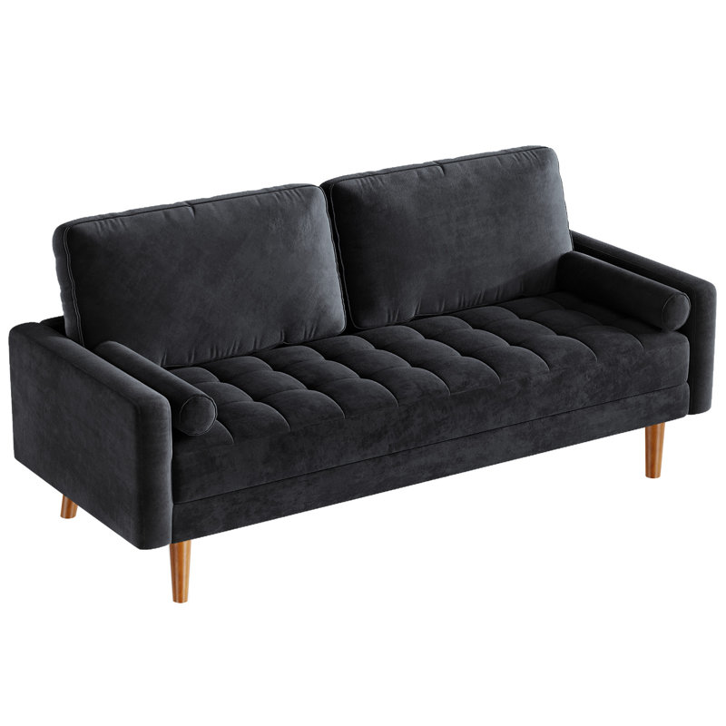 Delicat 58.46'' Velvet Loveseat, Black Velvet