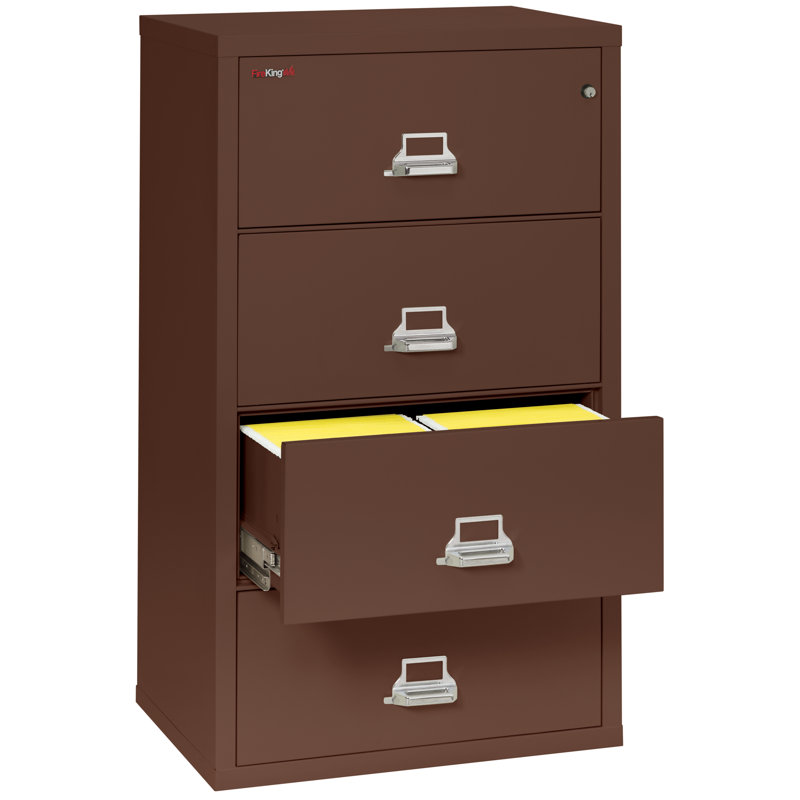 Fireproof 4 - Drawer File Cabinet, Brown, Key Lock