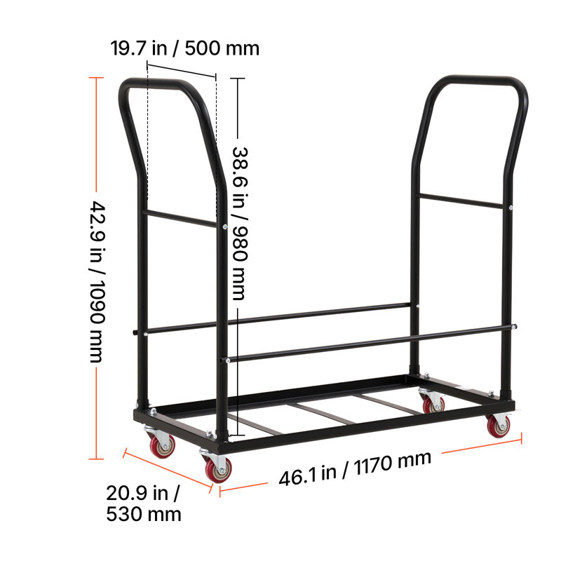 Commercial Folding Chair Cart Holds Up to 25 Chair Vertical Placement, for Large Events, Heavy-Duty Carbon Steel, Easy to Move, 300 lbs Capacity Storage Dolly Holder, with Locking Wheels, Handle