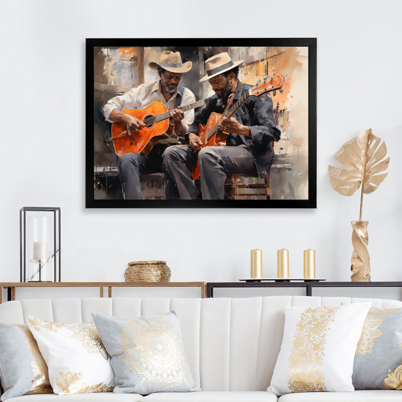 Orange noir, musique harmonieuse Duo I - musique, art mural, H 24 po x l 32 po x P 1 po, Cadre simple noir