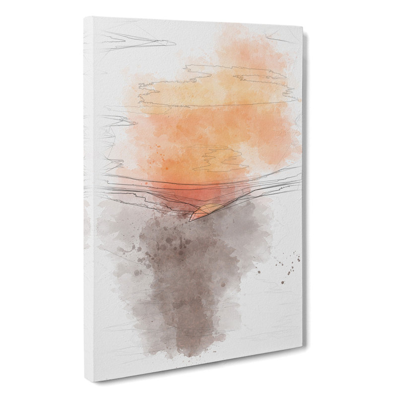 Orange Sunset Abstract - Wrapped Canvas Drawing - Wrapped Canvas, 50cm H x 35cm W x 3cm D
