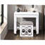 Ensemble de bureau et tabouret avec bureau à roulettes et roulettes à finition blanche 3 pièces-1211498367