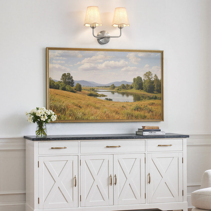 16in. 2-Light Dimmable Vanity Light with Linen Shades, Nickel