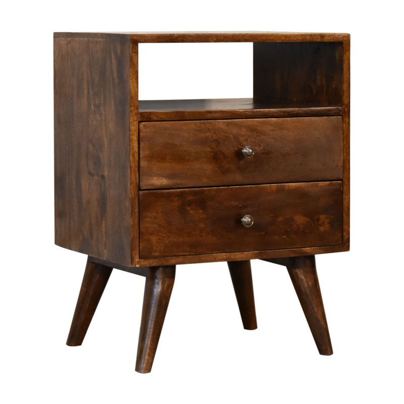 Datura 45cm W Solid Wood Bedside Table, Chestnut