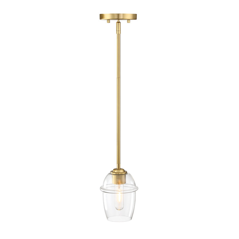 Luminaire suspendu transitionnel 1 lumière noir mat avec abat-jour en verre transparent 60 watts Summer Jazz, Or