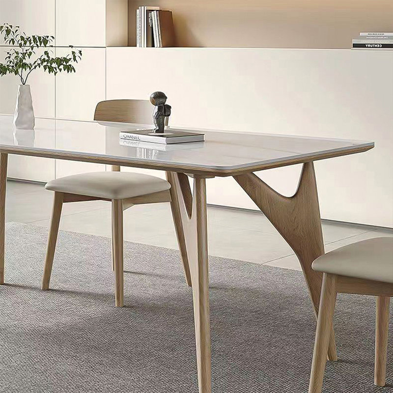 Modern Burlywood Rectangular Solid Wood Dining Table, 29.53"H x 62.99"L x 31.5"W