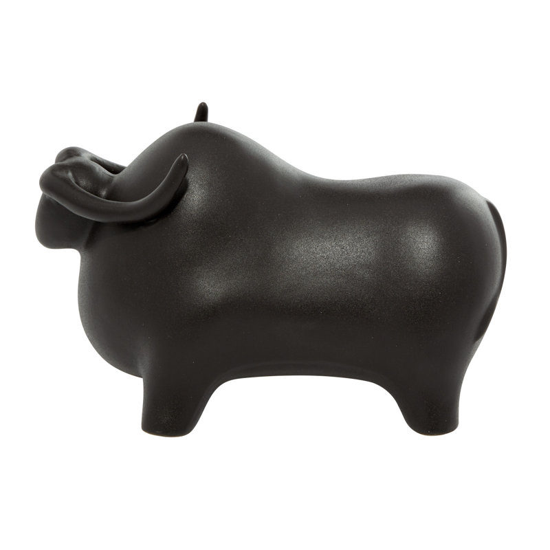 Sculpture noire en céramique noire Bull