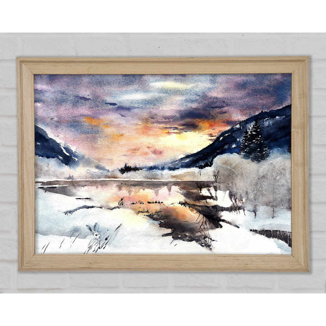 Winter am See bei Sonnenuntergang - Einzelne Bilderrahmen Kunstdrucke