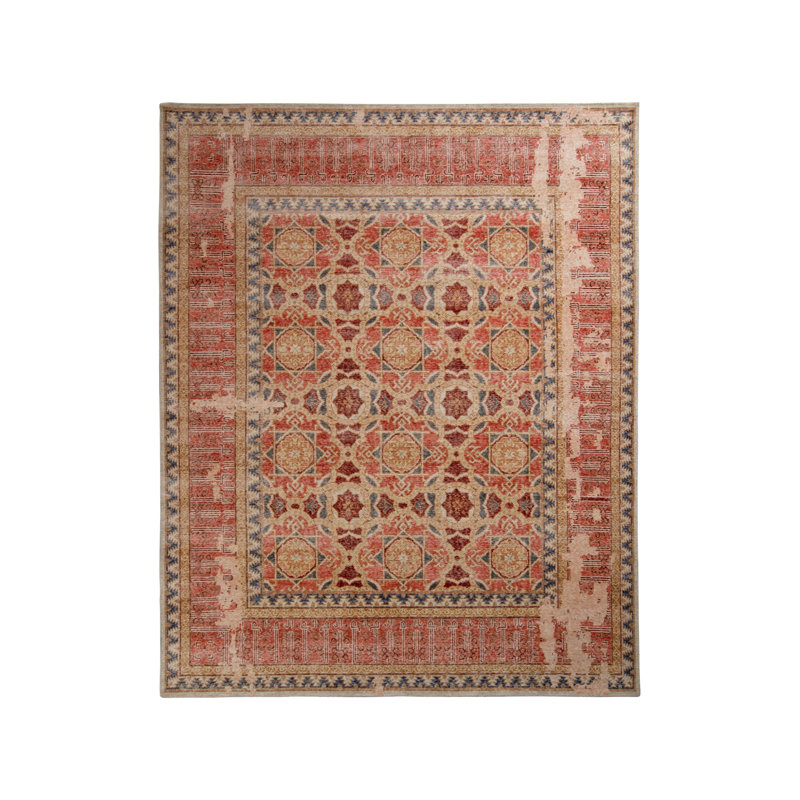 Distressed Homage Hand Knotted Wool Geometric Area Rug, Rectangle 14' x 20'