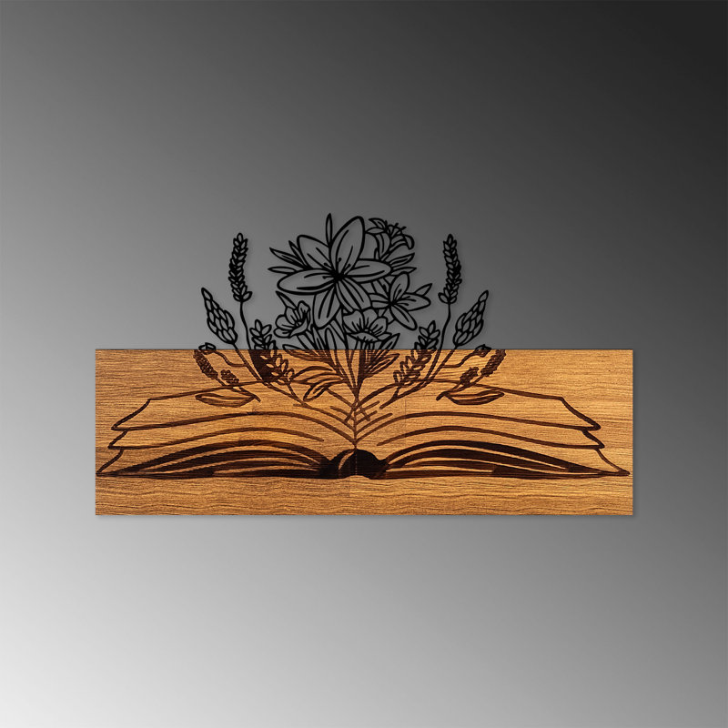 Chic Decorative Wooden Wall Accessory, Walnut & Black Finish, 12.9 x 22.8 inches | 50% Real Wood (Thickness: 1.2 inches) & 50% Durable Metal | Unique Color Variations for a Stylish Home Decor Accent