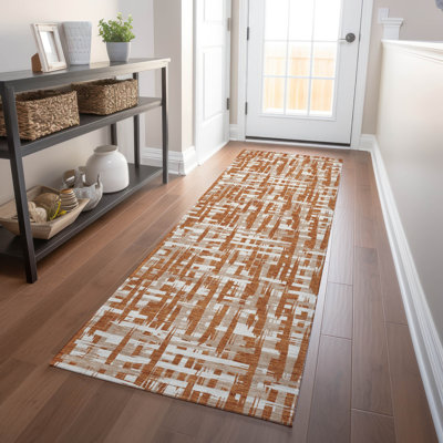 Tapis orange lavable intérieur / extérieur Ayani 