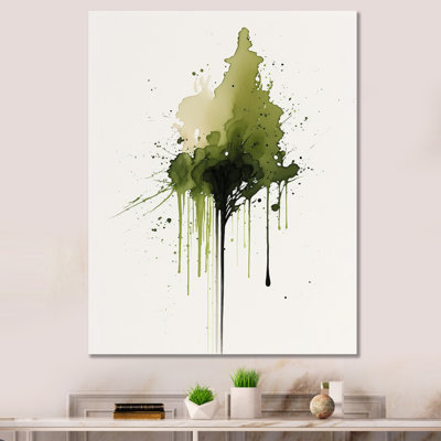 «Awakenings In French Moss» - Décoration murale abstraite à l'encre liquide en métal