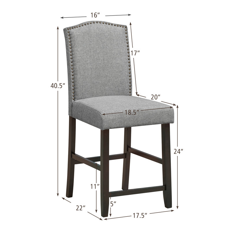 Red Barrel Studio Set Of Nailhead Bar Stools Upholstered Counter Height Stool For Kitchen/dining Room, Beige, 4