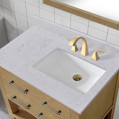 36'' Engineered Marble Single Bathroom Vanity Top With Sink – For Vanity Replacement, No Cabinet
