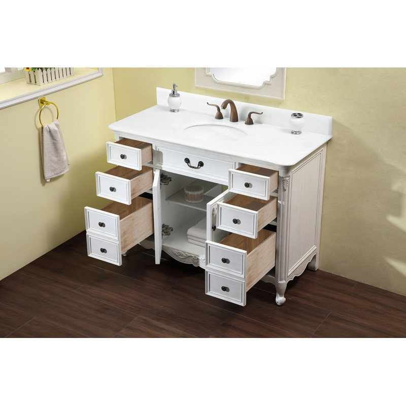 Ensemble de meuble-lavabo simple 48 po Angelique, Blanc, Blanc pur