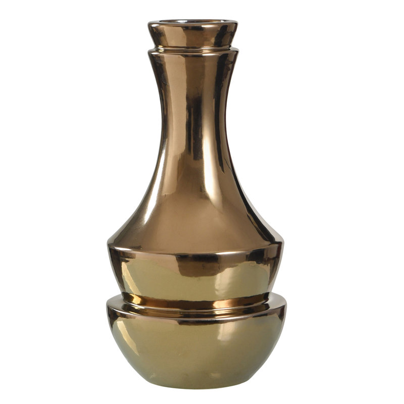 Vase en céramique 16 po Dynasty - Norman Wyatt Home, Bronze