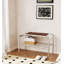 Banc à chaussures Mid-Century moderne en acier au carbone avec siège en bois massif
