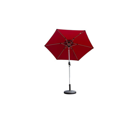 Parasol d'extérieur 7,5 pi, rouge brique, imperméable, 6 nervures robustes, manivelle inclinable et pratique pour la terrasse du jardin