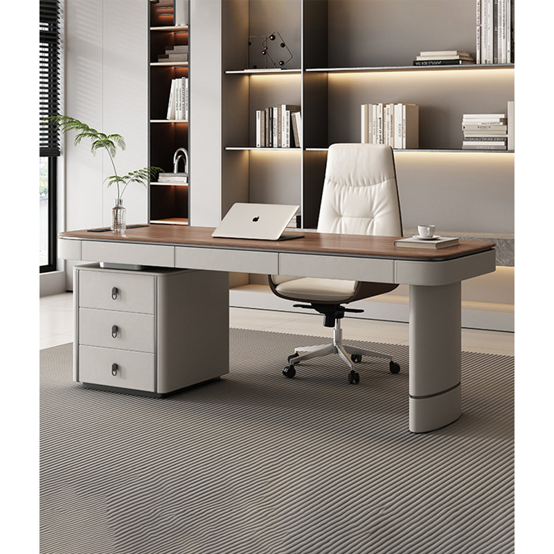 Italian Minimalist Solid Wood Desk, 29.53" H x 62.99" W x 27.56" D