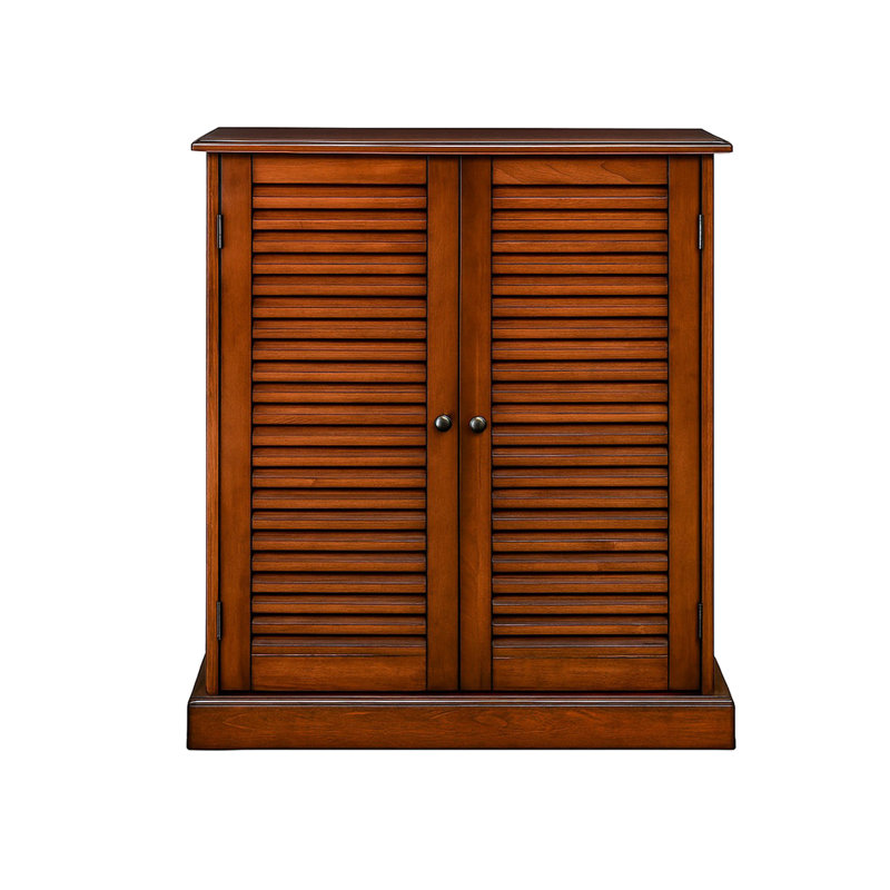 Armoire à chaussures en chêne massif à 5 tablettes Louvered Doors, pour plus de rangement