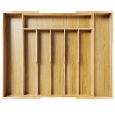 Silverware Organizer - Expandable Bamboo Kitchen Drawer Organizer for Cooking Utensils and Cutlery, Sturdy & Thickened Kitchen Organizers and Storage Solution, X-Large, Natural
