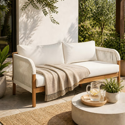 Outdoor Acacia Wood Daybed with Hand-Woven Rope Accents
