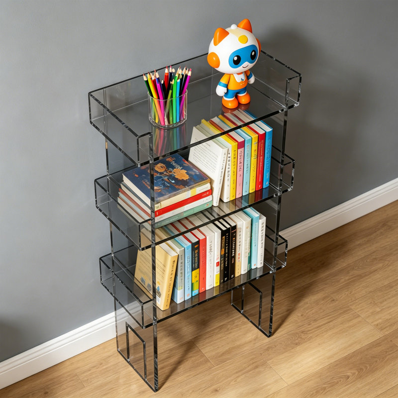 Bibliothèque simple en acrylique, (3 tablettes) H 45,2 po x l 23,62 po x P 11,81 po