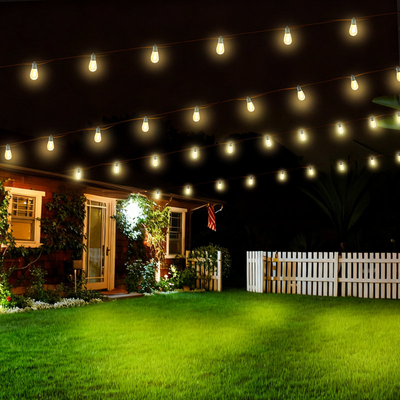 Outdoor String Lights IP65 Waterproof Patio Lights With Shatterproof LED Bulbs, 50ft