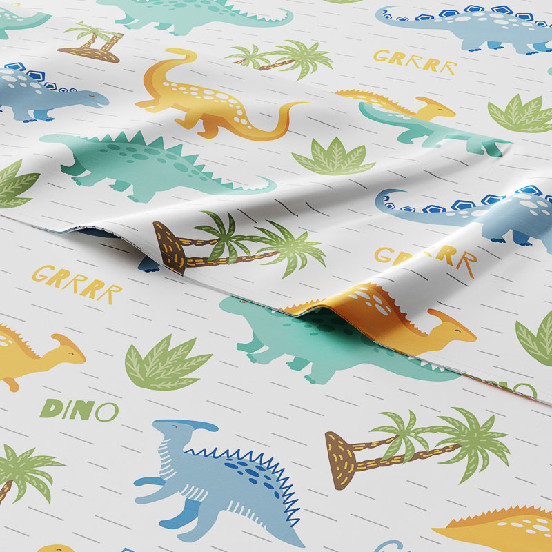 Kids Sheet Set, Soft Microfiber Bedding, Cozy & Breathable, Wrinkle Free Easy Care Bed Sheets, Dinosaurs 1