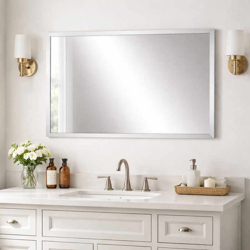 Miroir mural brossé en métal brossé, miroir de salle de bain et miroir de coiffeuse, collection Washington, 30 po x 42 po