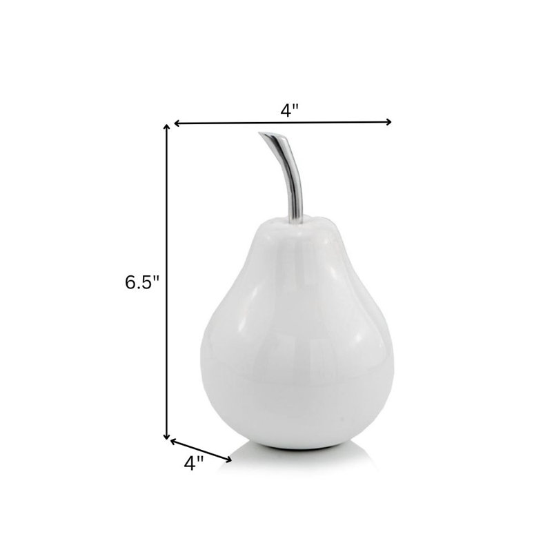 Annebeth Pera Blanco Pear, 6.5" H x 4" W x 4" D, White
