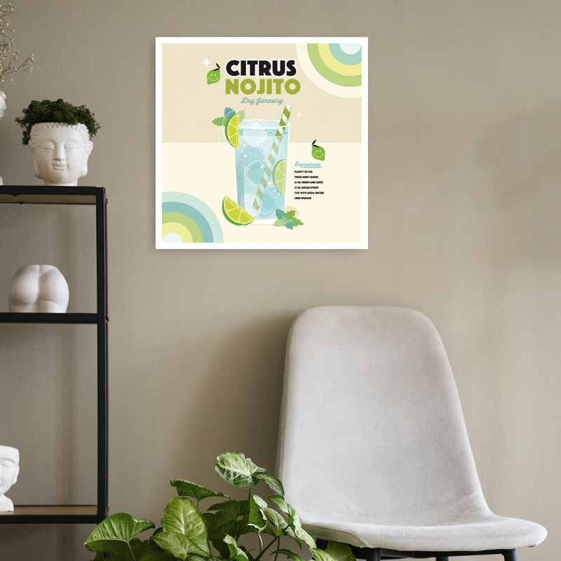 Impression d'art contemporain rafraîchissant «Mojito» d'agrumes rafraîchissants, H 18 po x l 18 po