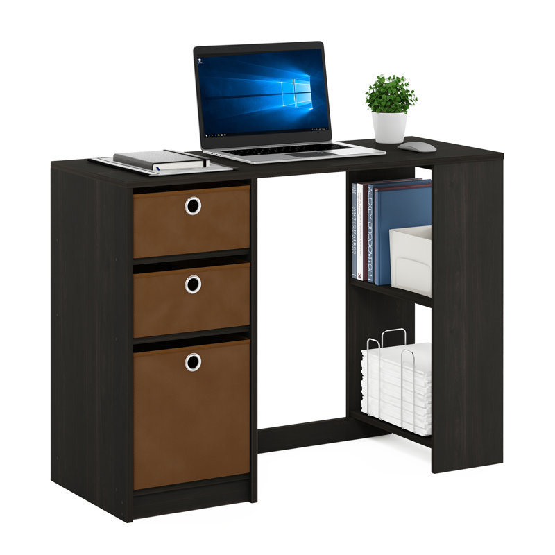 Bracan Writing Computer Desk with Bin Drawers, Espresso