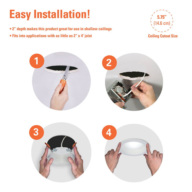 White 6-Inch Canless Recessed LED Downlight with Selectable CCT