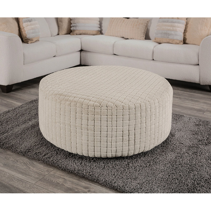 Repose-pieds rond doux de style transitionnel en chenille brun clair