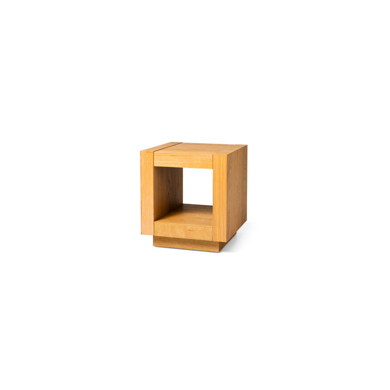 Artemis Natural Wood Cube Side Table with Shelf