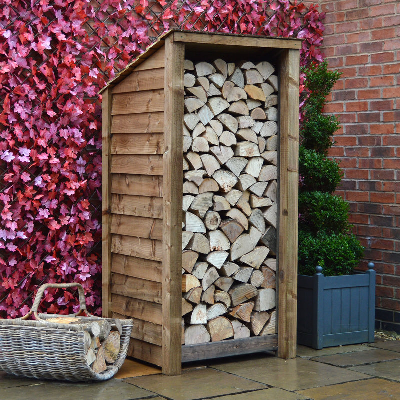 Stanardsville 89.5cm W x 74.5cm D Solid Wood Log Store, Rustic Brown