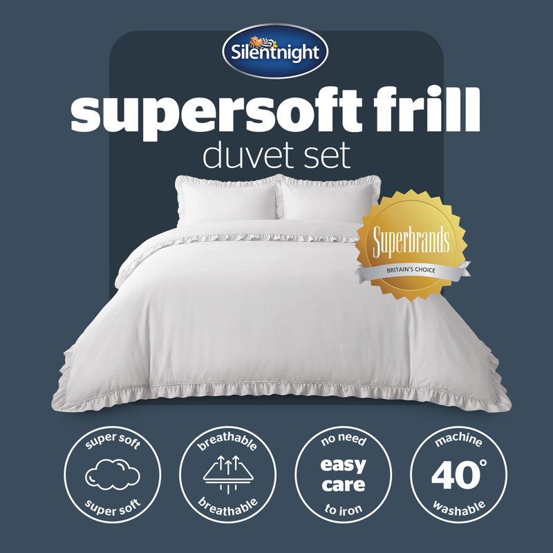 Silentnight Supersoft Duvet Cover Set Frill Edge, Single, White