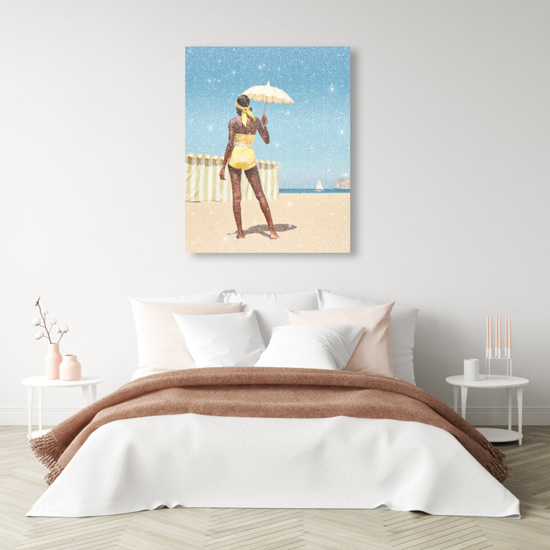 Cabana Muse III Canvas Fashion Print by Oliver Gal, Black Frame, 16 x 20, 17"H x 21"W, Gold Floater Frame