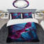 Ensemble de housse de couette bleu et mauve sans soudure Marble River III - formes modernes abstraites-101243825