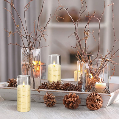 Unscented Flameless Pillar Candle with Acrylic Holder