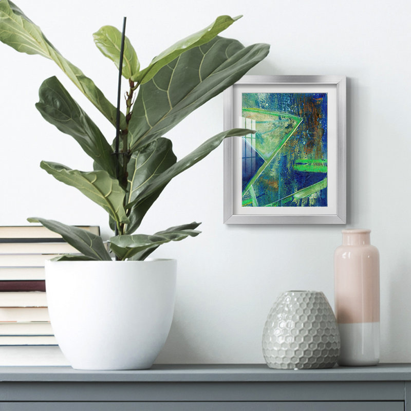 «GeometricInCoolVIIP», impression sur toile encadrée, Argent argent, H 28,5 po x l 20,5 po