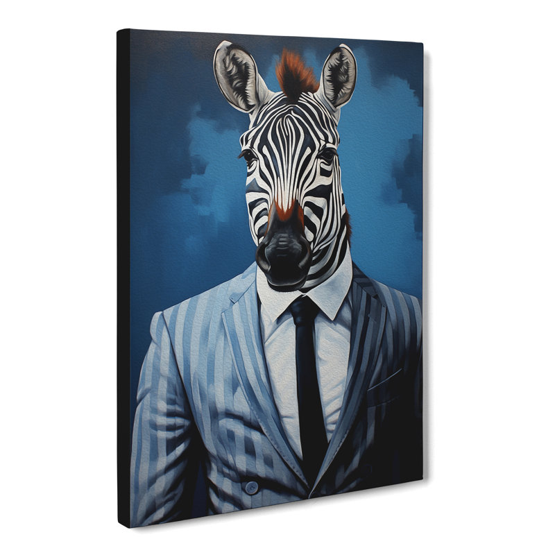 Zebra in a Suit Painting - Wrapped Canvas, 60cm H x 40cm W x 3cm D