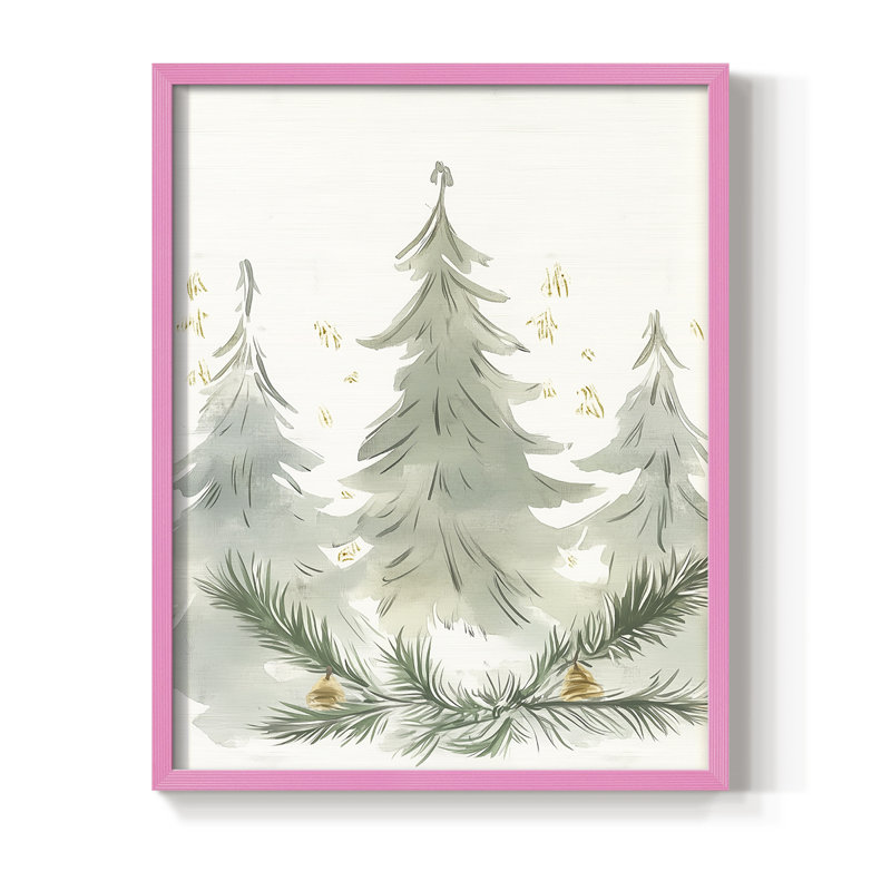 «Christmas Holiday Art» CDXXVII, reproduction d'art encadrée - bois massif, 15" H x 12" W, Rose