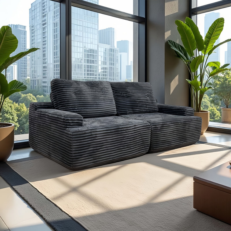 Modern Minimalist Grey Double Seat Compression Sofa Reception Sets