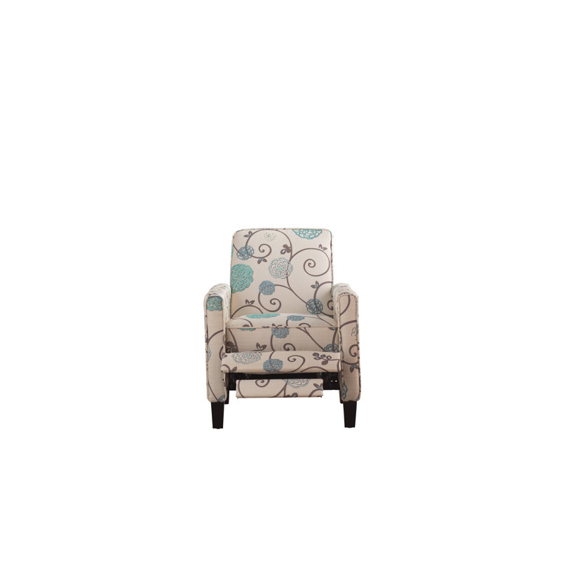 Sumyah Upholstered Recliner, Beige/Teal Floral