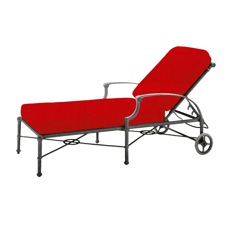 Delphi Outdoor Metal Chaise Lounge , Cushion Included, Spectrum Denim Sunbrella® Plainweave, Chestnut Brown